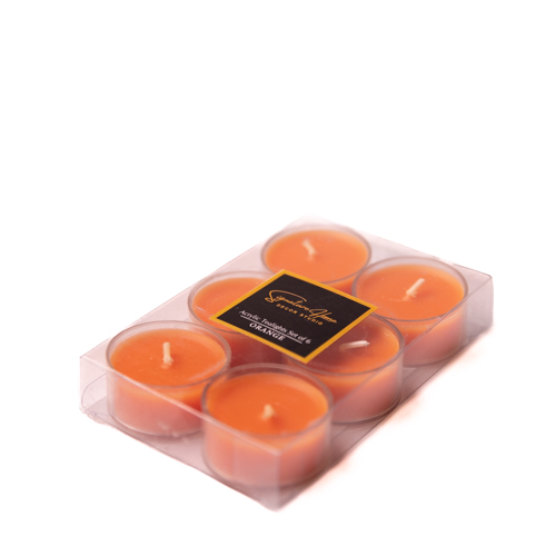 Set Of 2 Orange Scented Acrylic Encased Tea Lights