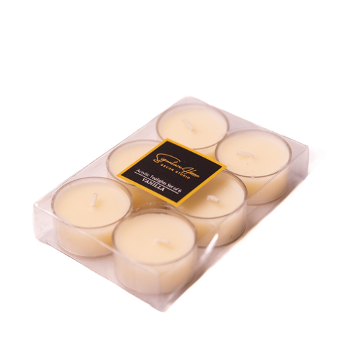 Set Of 2 French Vanilla Scented Acrylic Encased Tea Lights