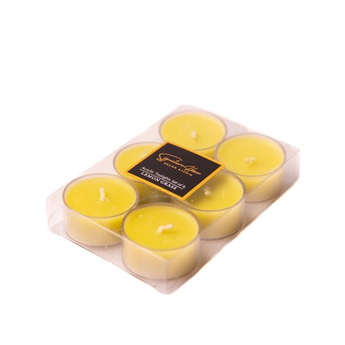 Set Of 2 Lemongrass Scented Acrylic Encased Tea Lights