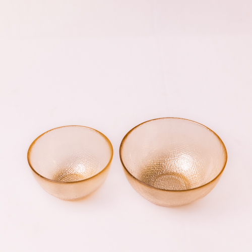 Set Of 2 Pale Gold Textured Bowls – Medium