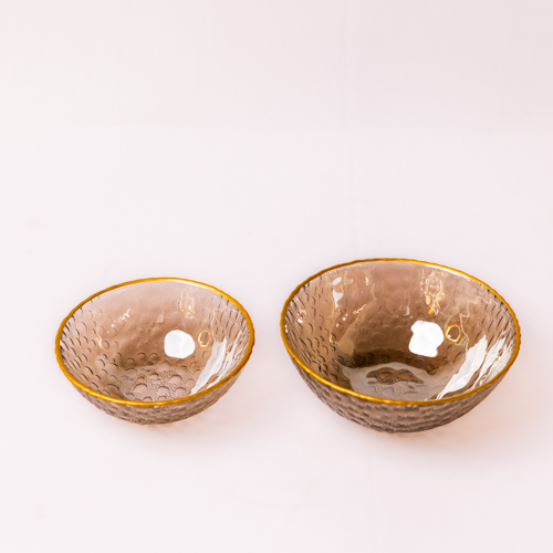 Set Of 2 Black Rain Textured Glass Bowls – Small