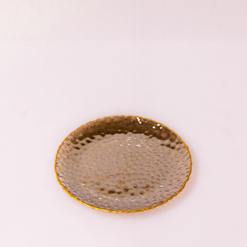 Set Of 2 Black Rain Textured Glass Quarter Plates