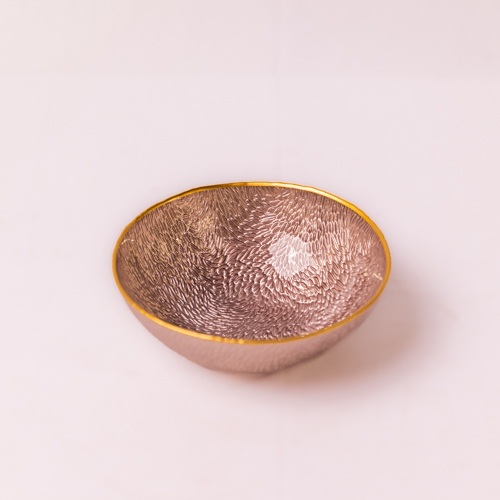 Set Of 2 Small Mocha Textured Glass Bowls