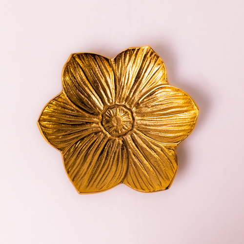 Gold Floral  Metal Platter