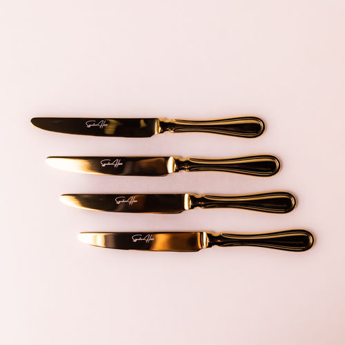 Set Of 4 Gold Atlas Table Knives
