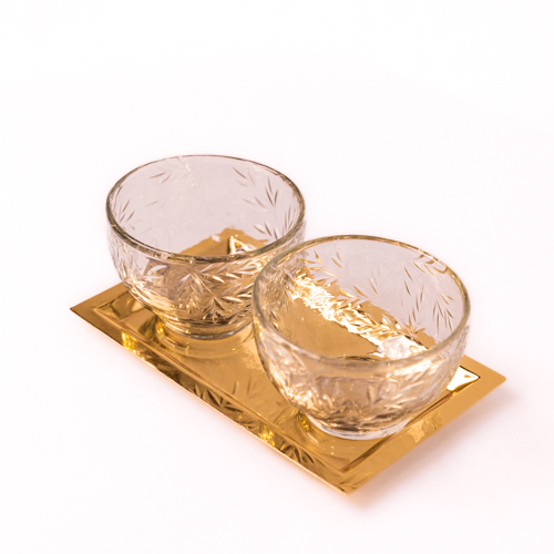 Set Of 2 Glass Jars On A Metal Tray