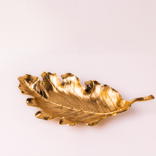 Gold Jumbo Metal Decorative Leaf Platter