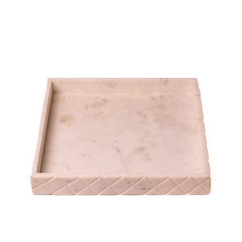 White Marble Tray With Carving