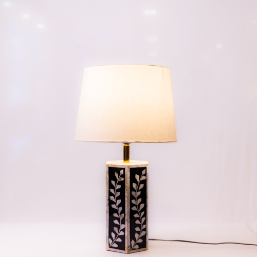 Ivory And Black Resin Table Lamp