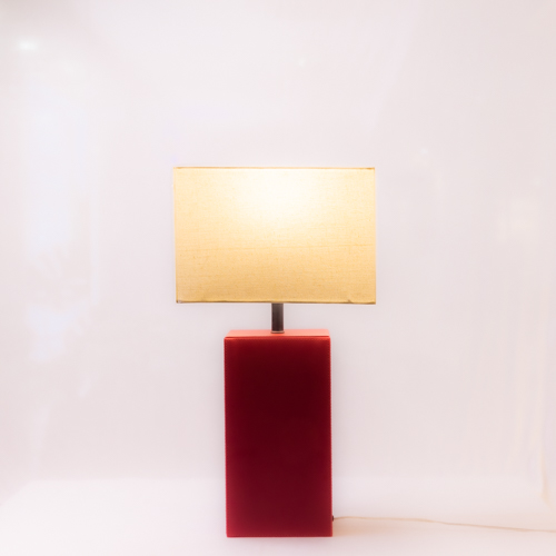 Crimson Faux Leather Table Lamp With Shade