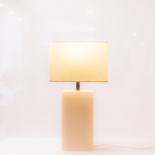 Ivory Faux Leather Table Lamp With Shade