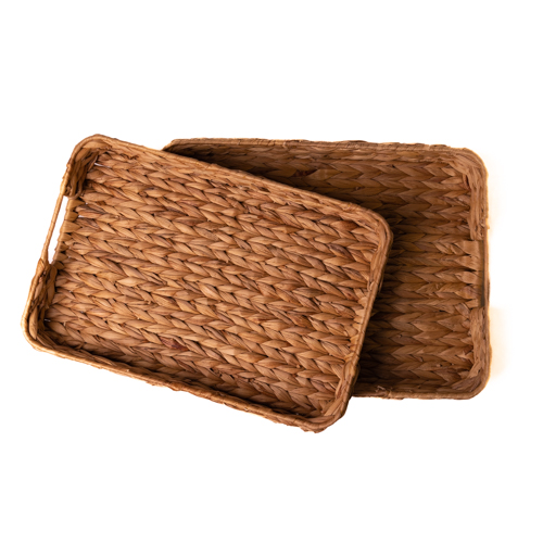 Set Of 2 Water Hyacinth Serving Trays