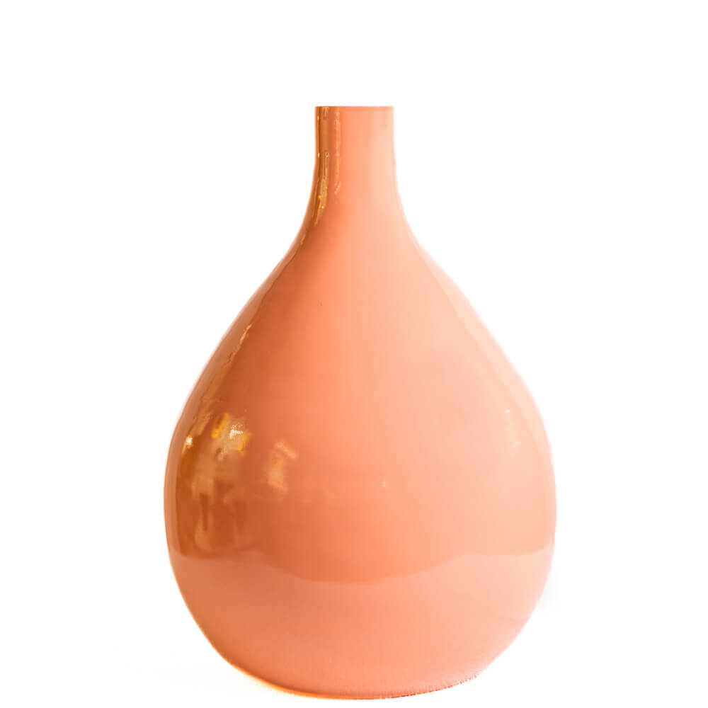 Creamy Peach Bottle Shaped Glass Vase