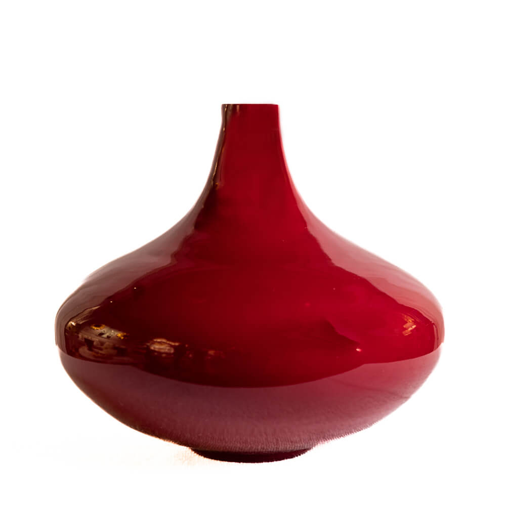 Cherry Red Narrow Mouth Glass Vase