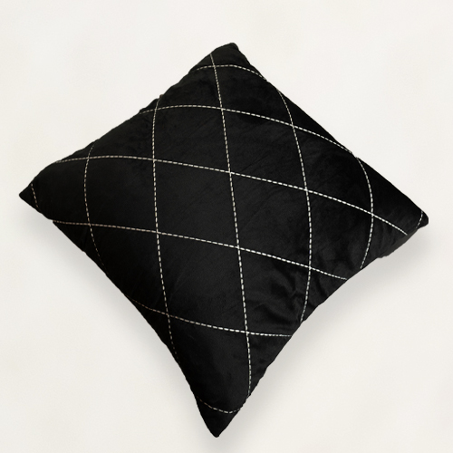 Black Diamond Quilted Cushion Cover
