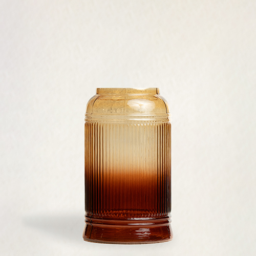Shaded Maroon Ribbed Glass Vase