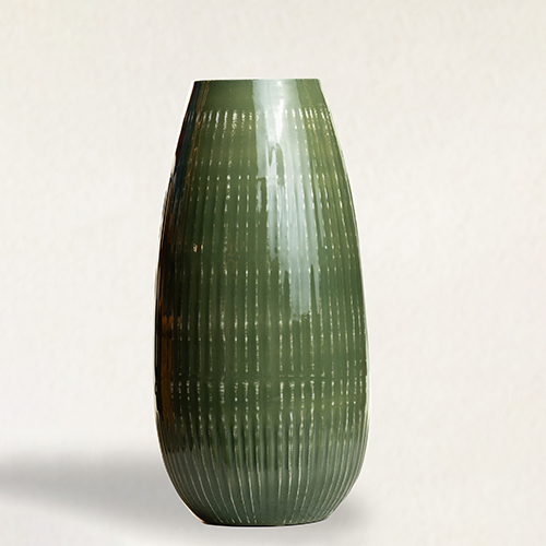 Glacial Green Oval Metal Vase