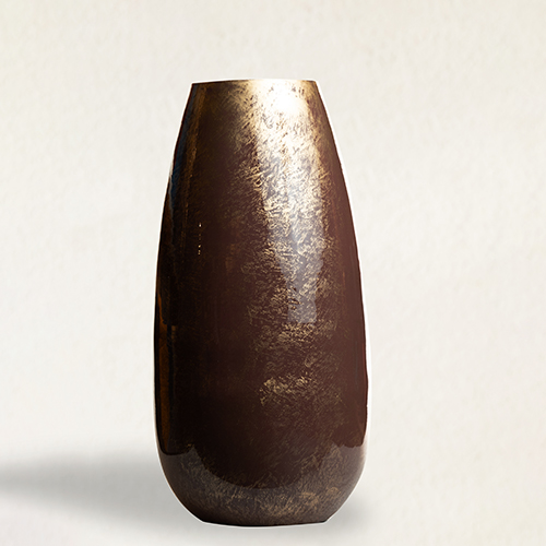 Maroon Oval Metal Vase