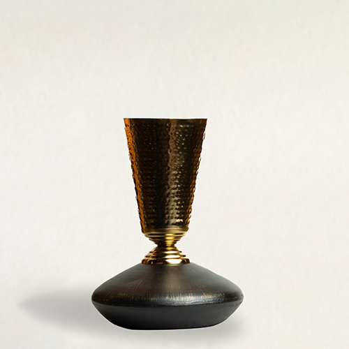Black Vase With Gold Cone