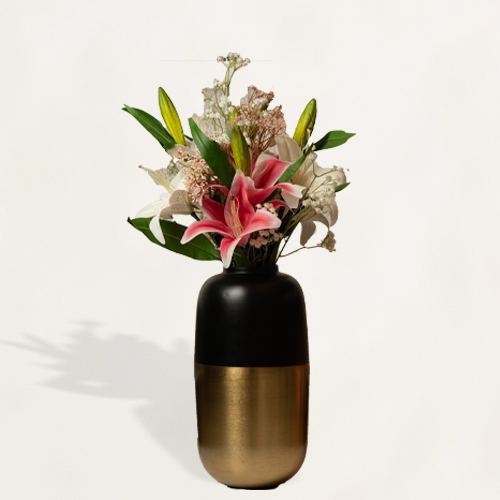 Black / Gold Metal Vase